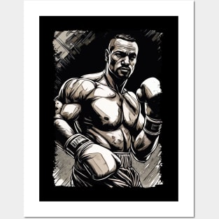 The Boxer Vintage Style Fighter Martial Arts Portrait Posters and Art